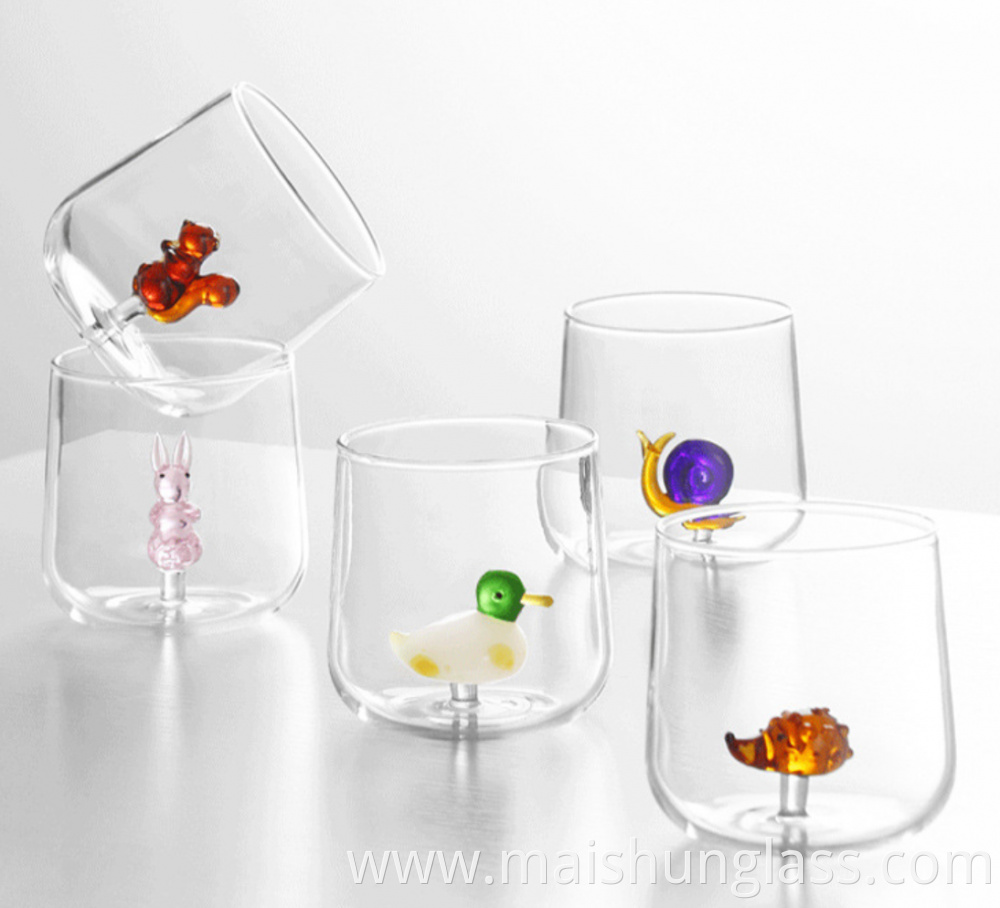 Three-dimensional animal cute cartoon glass Cup